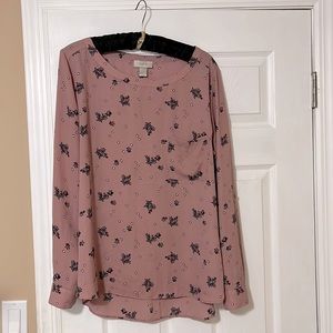 LOFT outlet dress shirt. Size Large. Mauve color with navy details